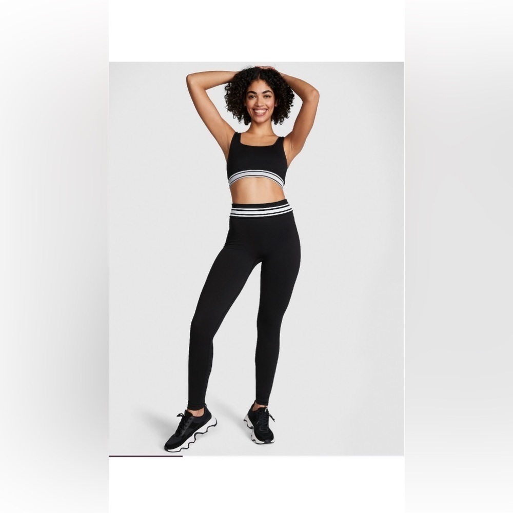 PINK Victoria’s Secret Fold Over Seamless Leggings Black Size S NWT